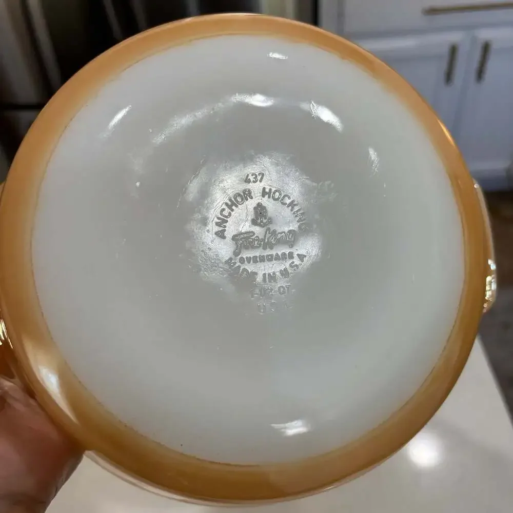 Vintage Fire-King Peach Luster Casserole Baking Dish #437 1 1/2 Qt Milk Glass